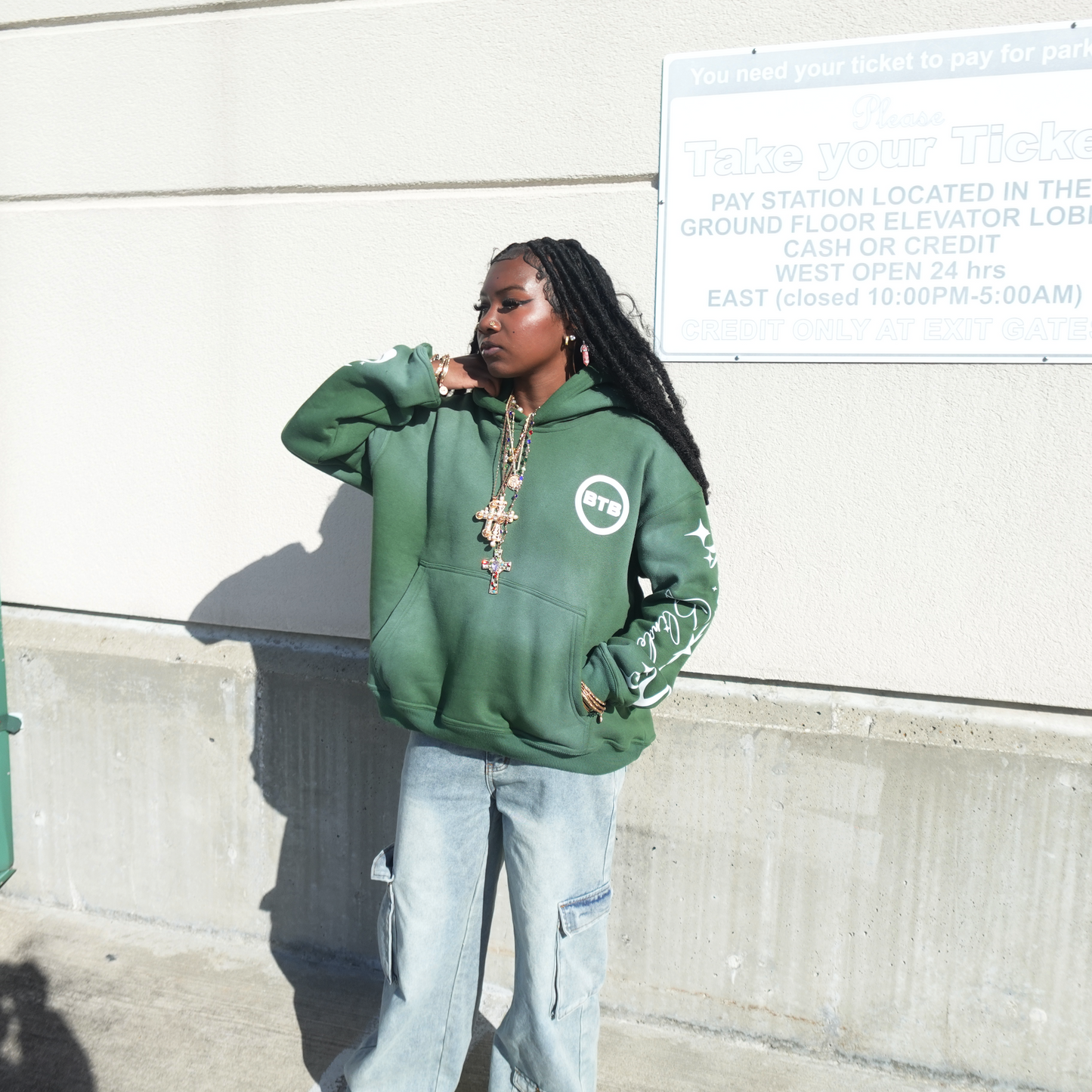 GREEN BTB FADED HOODIE